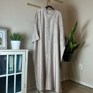 Farasha Cream Abaya with Metallic Stones - Stylish Design for Versatile Wear