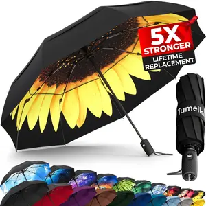 Tumella 9-Rib Design Sunflower Umbrella Fiberglas