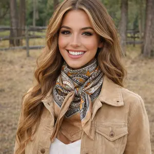 35X35" Yellow and Tan Paisley Wild Rag / Scarf WR2142