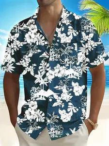 Men's Hawaiian Shirt Casual Button Down Shirts Short Sleeve Summer Beach Shirt with Pocket