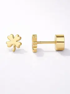 14K Gold Plated Post Flat Back Stud Earrings for Women - Clover Cartilage Earrings - Trendy Helix Jewelry Viral