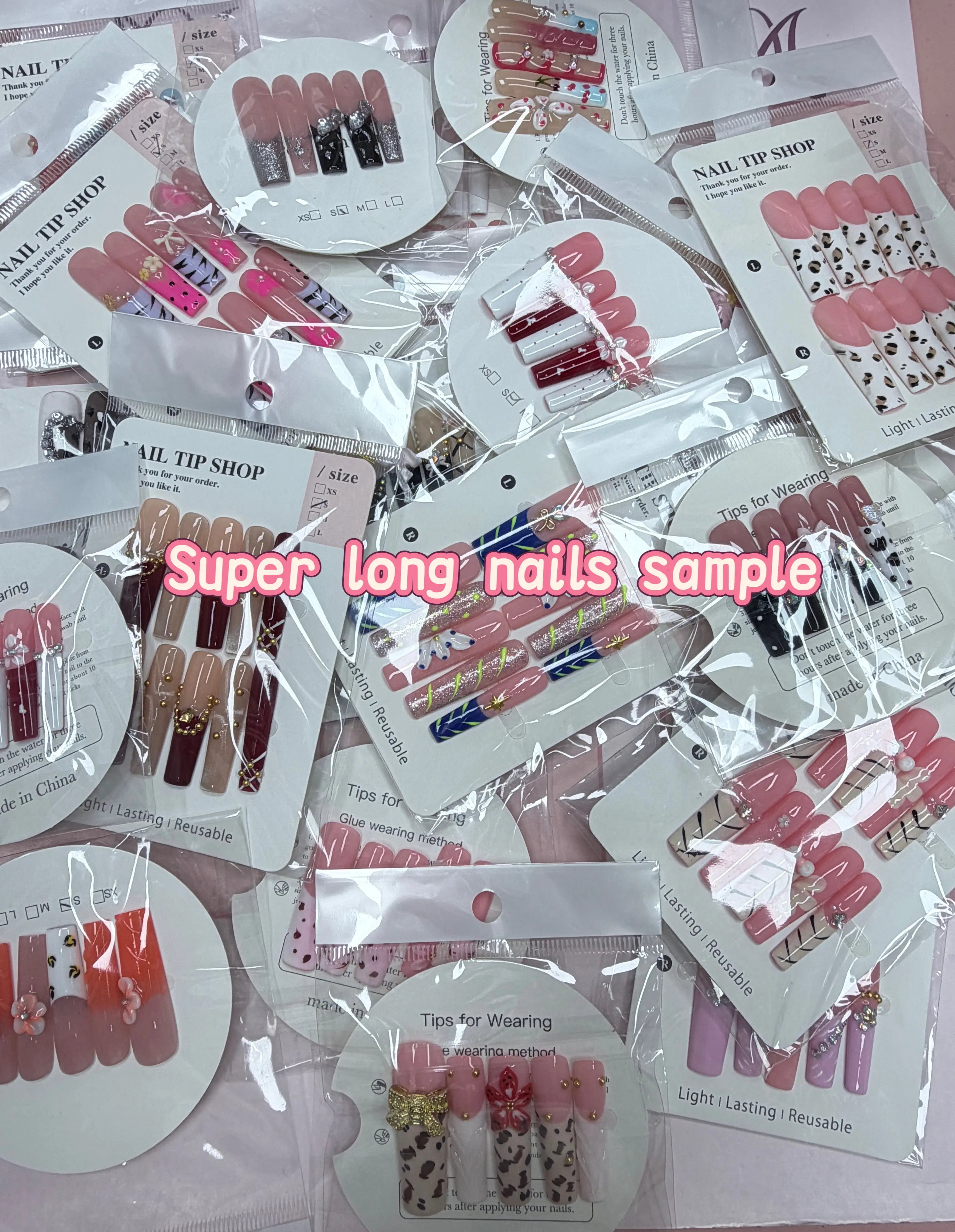 Jojo(10298)gc.20 pairs for $30 super long nails random styles