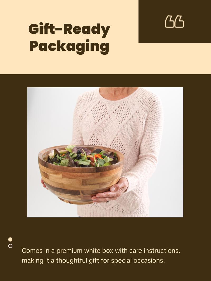 Premium Thick Acacia Wood Salad And Serving Bowl