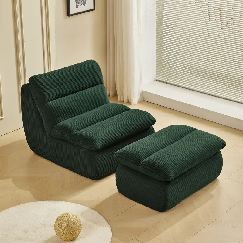 [SOIYELIFE] Modern Compressed Lounge Chair with Ottoman, Cozy Corduroy Recliner for Small Spaces, Living Room, or Bedroom accent  chair  in  living  room soft thick