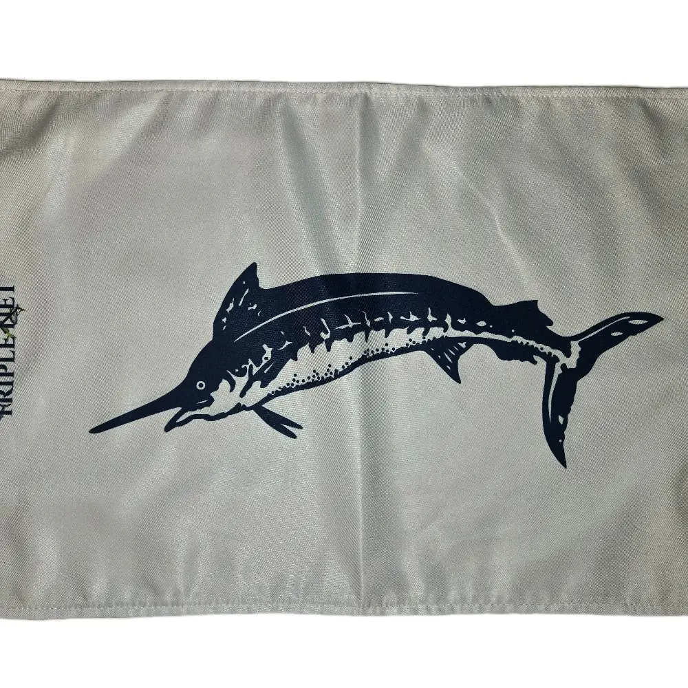 Blue Marlin Catch Flag for Anglers, Water-Resistant Micro Twill Nautical Boat Banner, Double Panel with Double Sewn Edges, Customizable to Add Your Boat, Outdoors Milestone Accessory, Double Panels