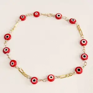 10k Handmade Bracelet - Red Evil Eye