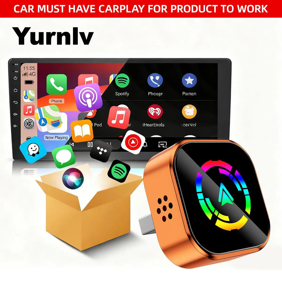 【Summervibes】YURNLV A New CarPlay 2026 Wireless CarPlay Adapter for iPhone/Android  Fast Connect , Hands-Free Calling Wireless Adapter Electronic Charger CarPlay Adapter