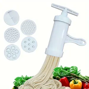 1Set, Manual Plastic Noodle Press, Kitchen Utensils, Noodle Maker with 5 Molds, Suitable for Home Use
