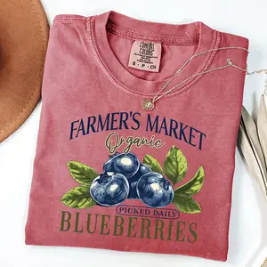 Comfort Colors Blueberries Retro Shirt, Vintages Blueberry Label T-Shirt, Exotic Fruit Lover Tee