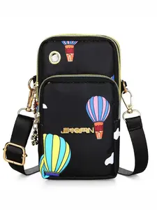 Cartoon Hot Air Balloon Nylon Phone Bag, Lightweight Multi-Layer Crossbody Small Bag, Portable Casual Student Shoulder Bag for All Seasons, Phone Sling Bag