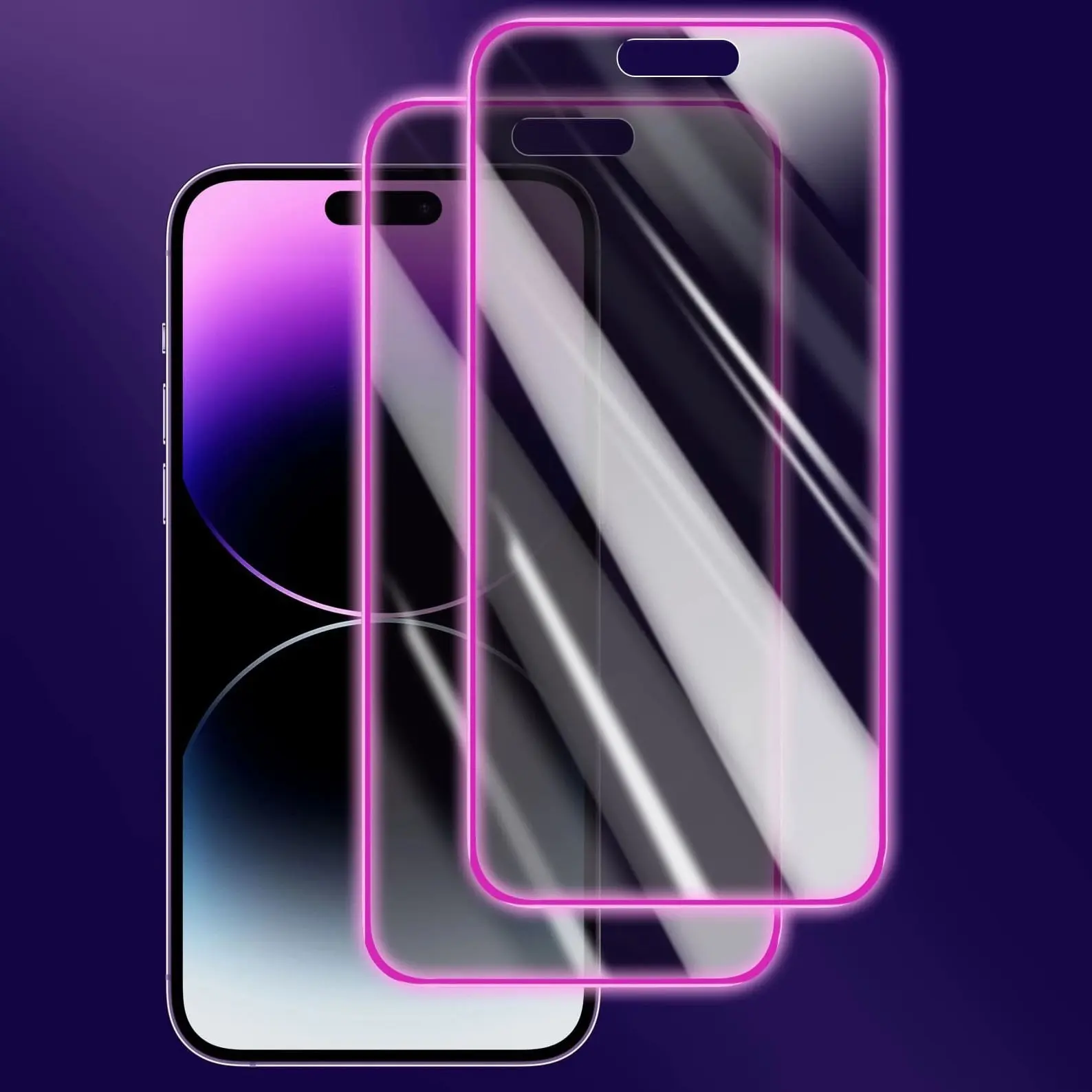 2-Pack Glow Privacy Film for iPhone 17promax/16promax/15promax, Anti-Spy Anti Peep Tempered Glass Screen Protector, Fluorescent Effect, Visible in Dark