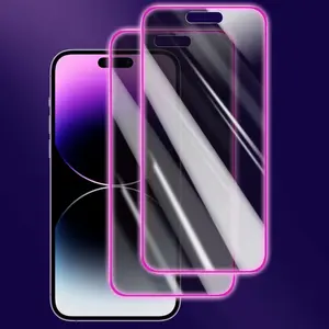 2-Pack Glow Privacy Film for iPhone 17promax/16promax/15promax, Anti-Spy Tempered Glass Protector, Fluorescent Effect, Visible in Dark