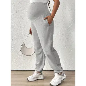 Maternity Leggings with Abdominal Support, Summer Casual, Stretchy, Versatile, Sporty Maternity Cropped Pants, Loose Sweatpants