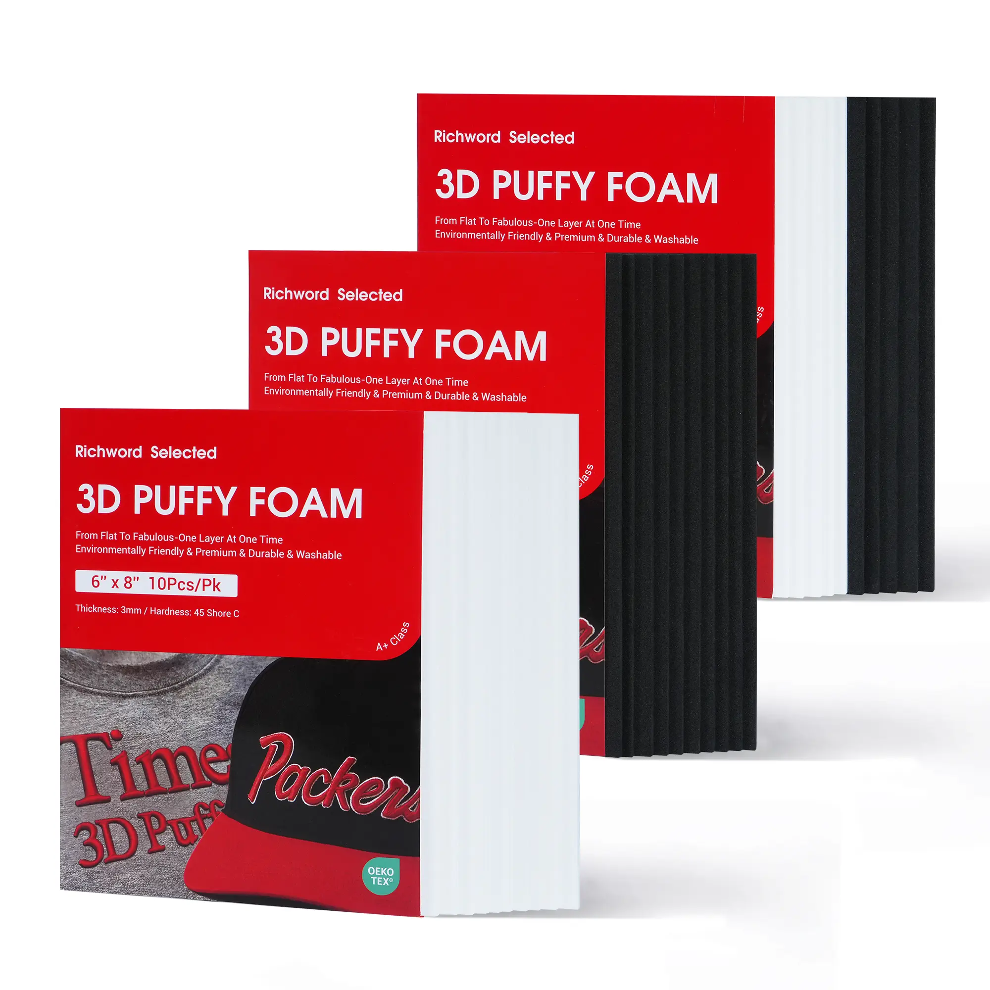BAI 3D Puff Embroidery Foam Sheets, 3mm Thick, 6 x 8 in, 10 Sheets, for Hats, Caps & Lettering BAI 3D Puff Embroidery Foam Sheets, 3mm Thick, 6 x 8 in, 10 Sheets, for Hats, Caps & Lettering