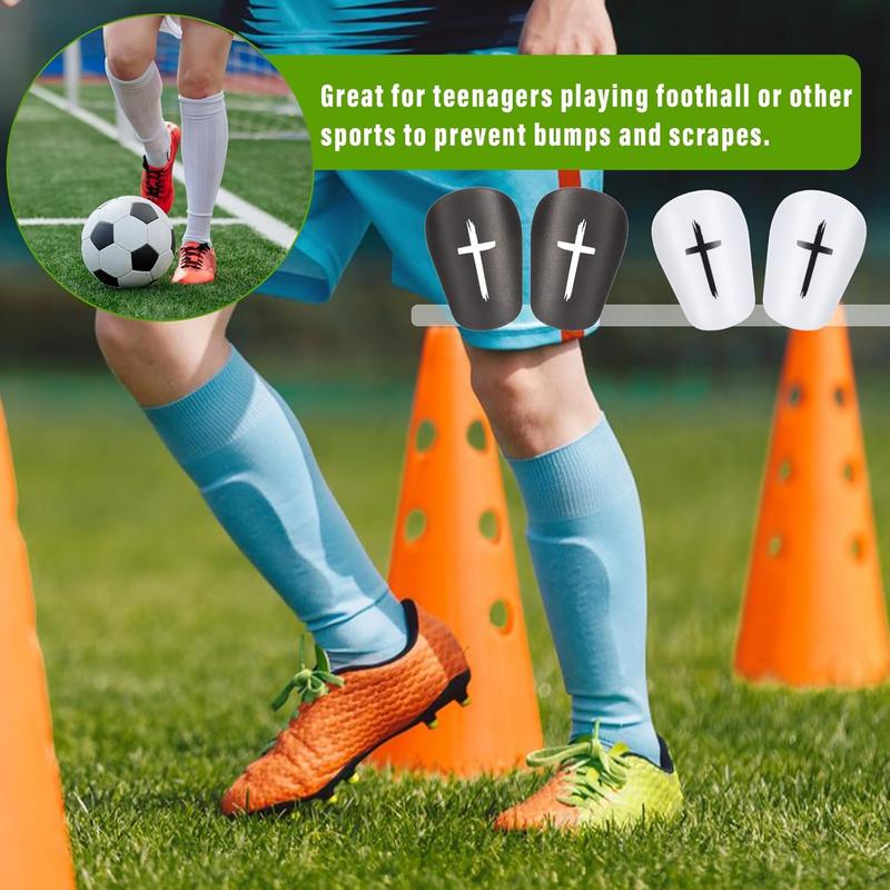 2 Pairs Black & White Cross Shin Guards Christian Faith Soccer Extra Mini Shins Guard 3 x2 Inch Small Shin Guards Comfortable Light Shin Pads Ultra Miniature Shins Guard Soccer for Men Women