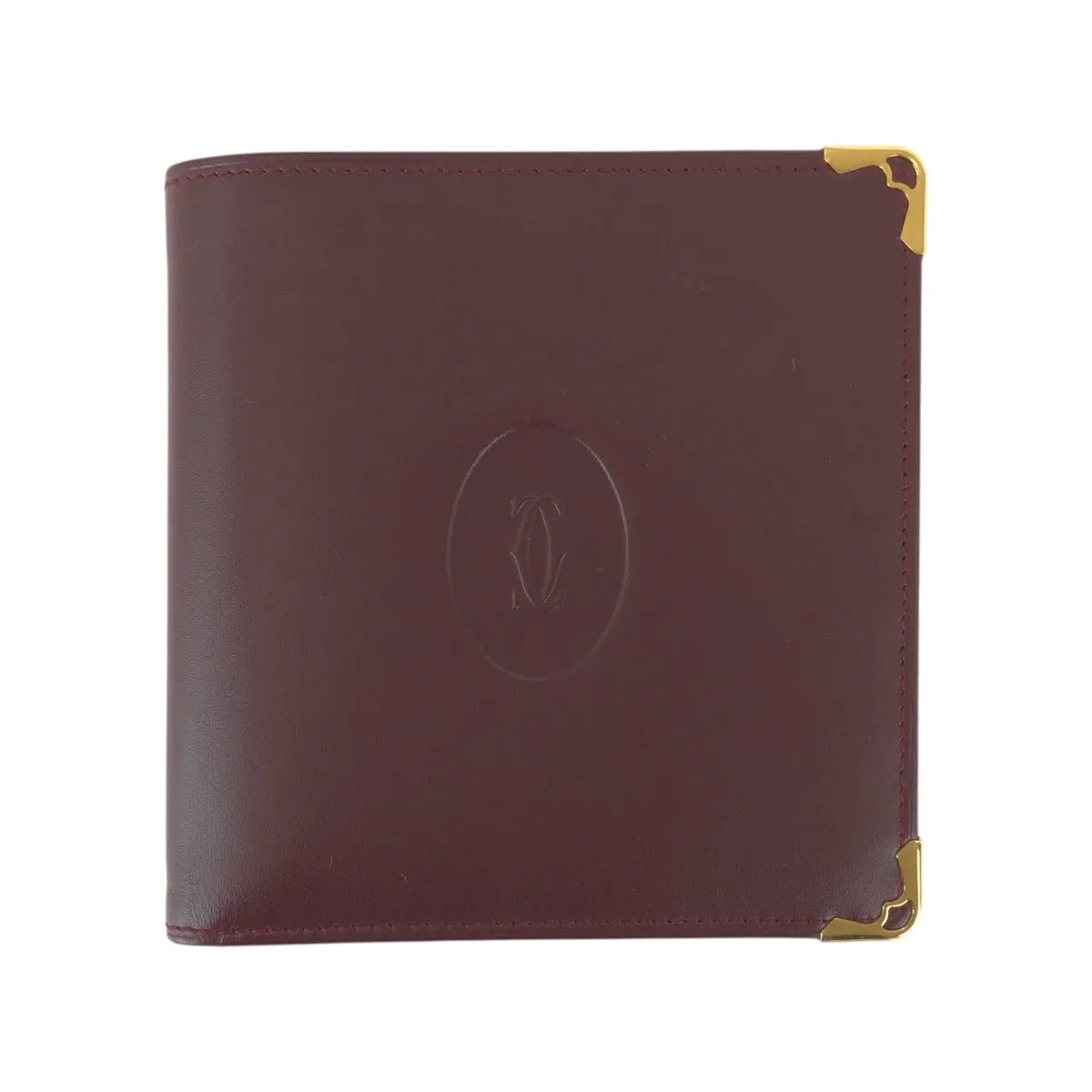 Pre-owned Cartier Calfskin Small Leather Goods Must Line Leather Compact Wallet