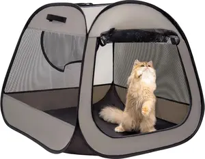 Portable Cat Playpen, Trapezoidal Stable Design, Foldable Pet Tent for Indoor Outdoor Use, Cat Dog Play Enclosure, Kitten Puppy Kennel Crate, Pet House, Easy Setup, 33" x 26.5"