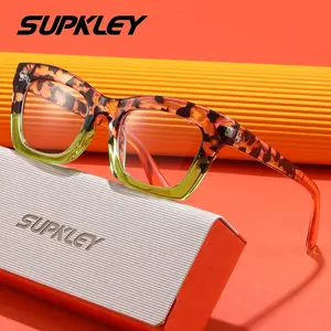SUPKLEY Stylish Gradient Tortoise Eyeglasses Fashionable Green Tortoiseshell Frame, Comfortable All Day Wear, Clear Lenses for Reading And Close Work.