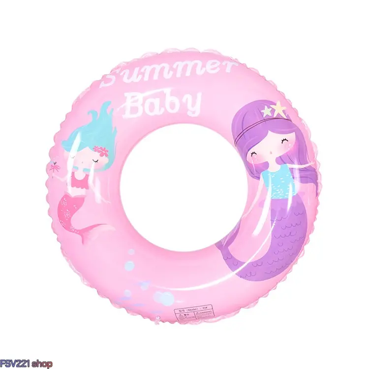 Cartoon Kids Swim Ring - Cute Cartoon Pool Float with Mermaid & Animal Prints, Safe Water Float for Toddlers & Children Ideal for Pool Parties,Durable PVC Cartoon Pool Ring Beach Days, Summer Fun & Water Play