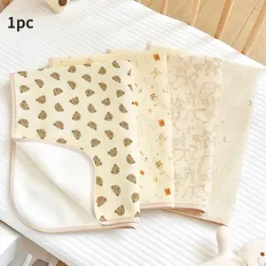 1pc Cotton Baby Diaper Pad, Cartoon Animal Print Breathable Soft Reusable Waterproof Mat, Baby Bed Care Pad, All-Season Use