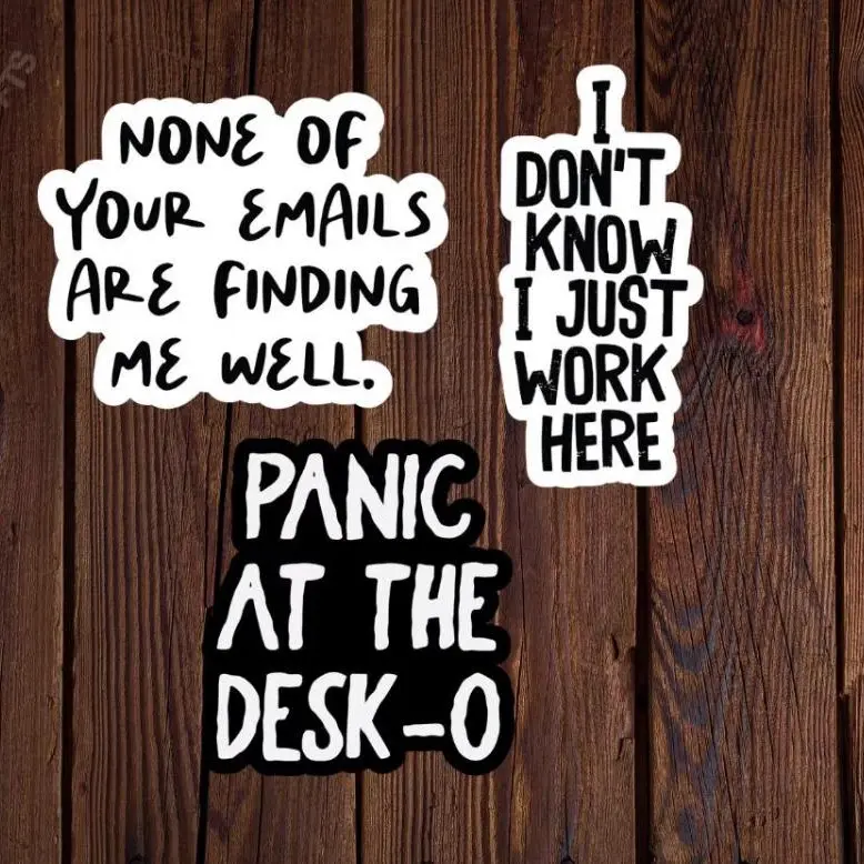 Office Humor Sticker Pack: 3 Funny Work Quotes, Laptop Vinyl Stickers