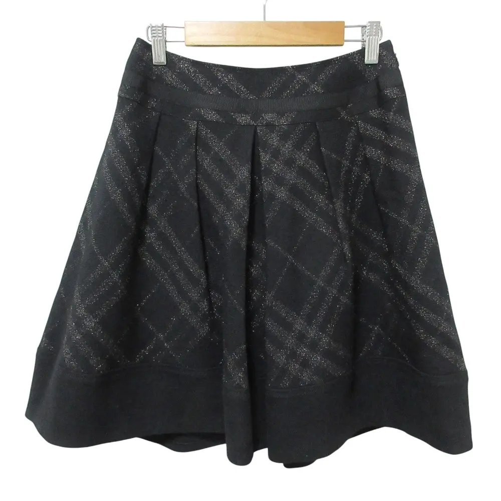 Pre-owned BURBERRY Wool Small Leather Goods Blue Label Pleated Mini Skirt