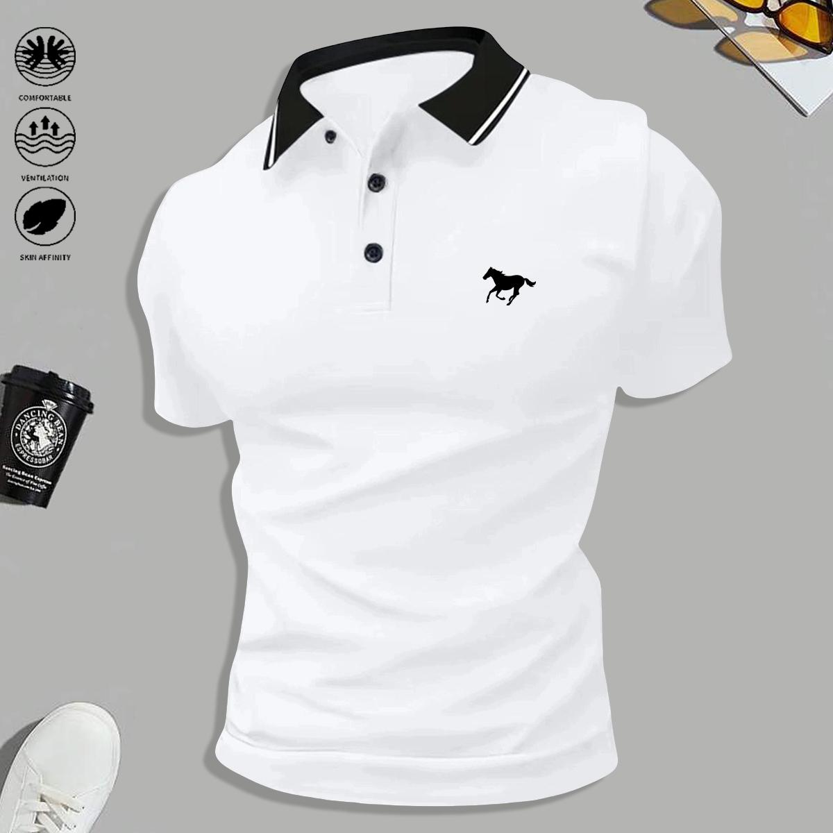 Men’s casual short-sleeve 5-piece set: polo shirt; suitable for outdoor sports, golf, and casual wear; men’s short sleeves, men’s tops, summer clothing, menswear