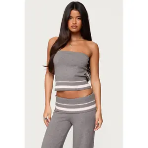 Kaliya Stripey Strapless Knit Top