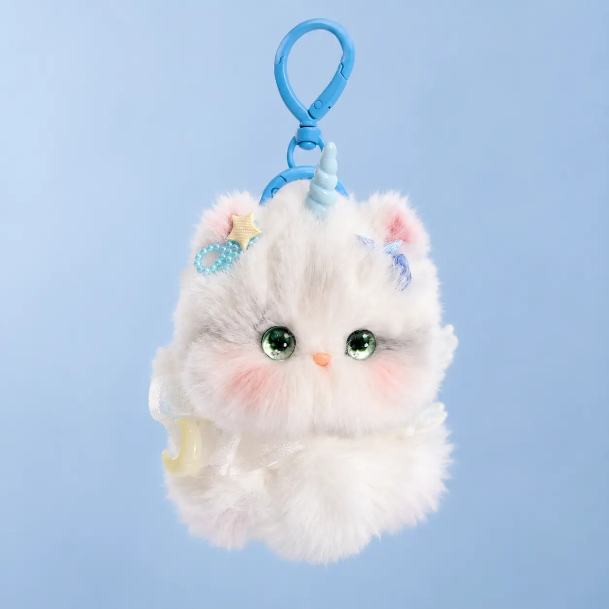 Handmade Fluffy Cat Keychain & Bag Charm, Faux Fur Purse and Backpack Accessory, Cute Handmade Gift, 9–12 cm
