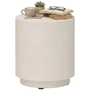 Side Table Modern Cement Accent Table Lightweight Concrete Finish Round Side Table 14.5x14.5x17 Inch For Patio Balcony Or Living Room