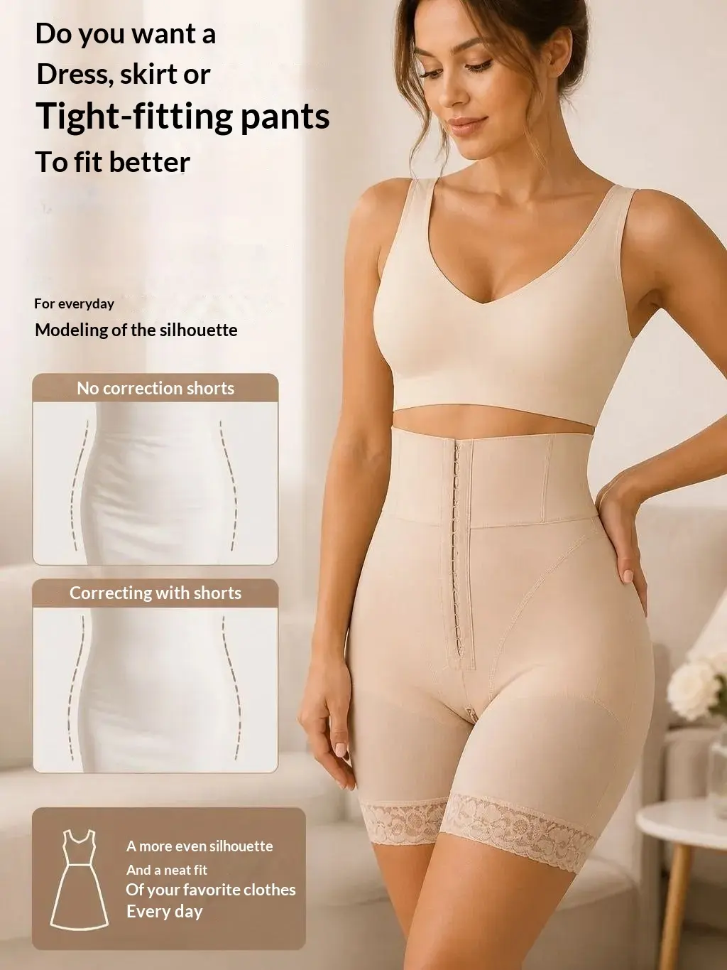 sleek silhouette Fajas Women's High Waist Shapewear Shorts, Tummy Control And Butt Lifting Shaper, Compression Lady Shapewear Panty Abdominal Belt Fit body shapewear faja fajas body shaper boost black  contouring friday thigh Womenswear Adjustable slimmer