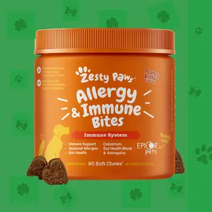 Zesty Paws Allergy & Immune Bites, Soft Chews Treats for Dogs’ Gut & Immune Health