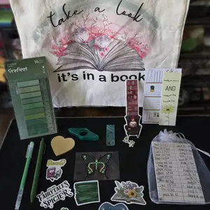 Shh I'm Reading Bundle - 8 Bookish Treasures & Stationery Surprises with Tote Bag, Pen, Magnetic Bookmark, and More