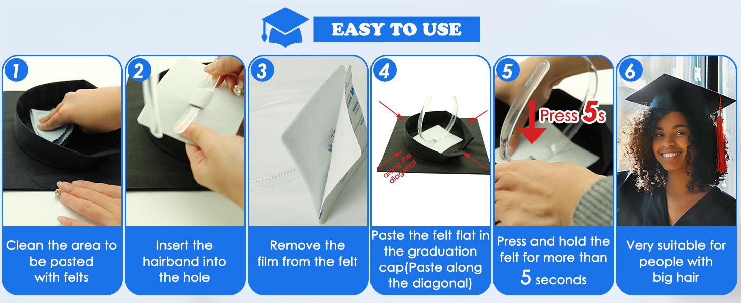 2 Pack Graduation Cap Headband, Firm Anti-fall Hair Band Curly Hair for Graduation Cap, Graduation Gifts Hat Accessories for Graduates, Students, Women 2 Pack Graduation Cap Headband, Firm Anti-fall Hair Band Curly Hair for Graduation Cap, Graduation Gifts Hat Accessories for Graduates, Students, Women