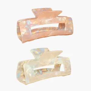 Large Claw Clips 4.1 IN Tortoise Acrylic Stylish Hair Accessories for Thick and Thin Hair 2pc Set Cute Clips for Women Teen Girls (Coral+light yellow)