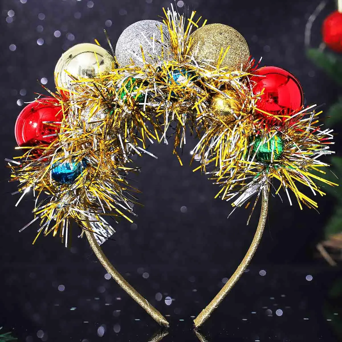 Christmas Headbands Xmas Hair Hoop Disco Ball Headpiece Mirror Festival Party Hairbands Year Holiday Costume Headdress Accessories for Women (Gold)