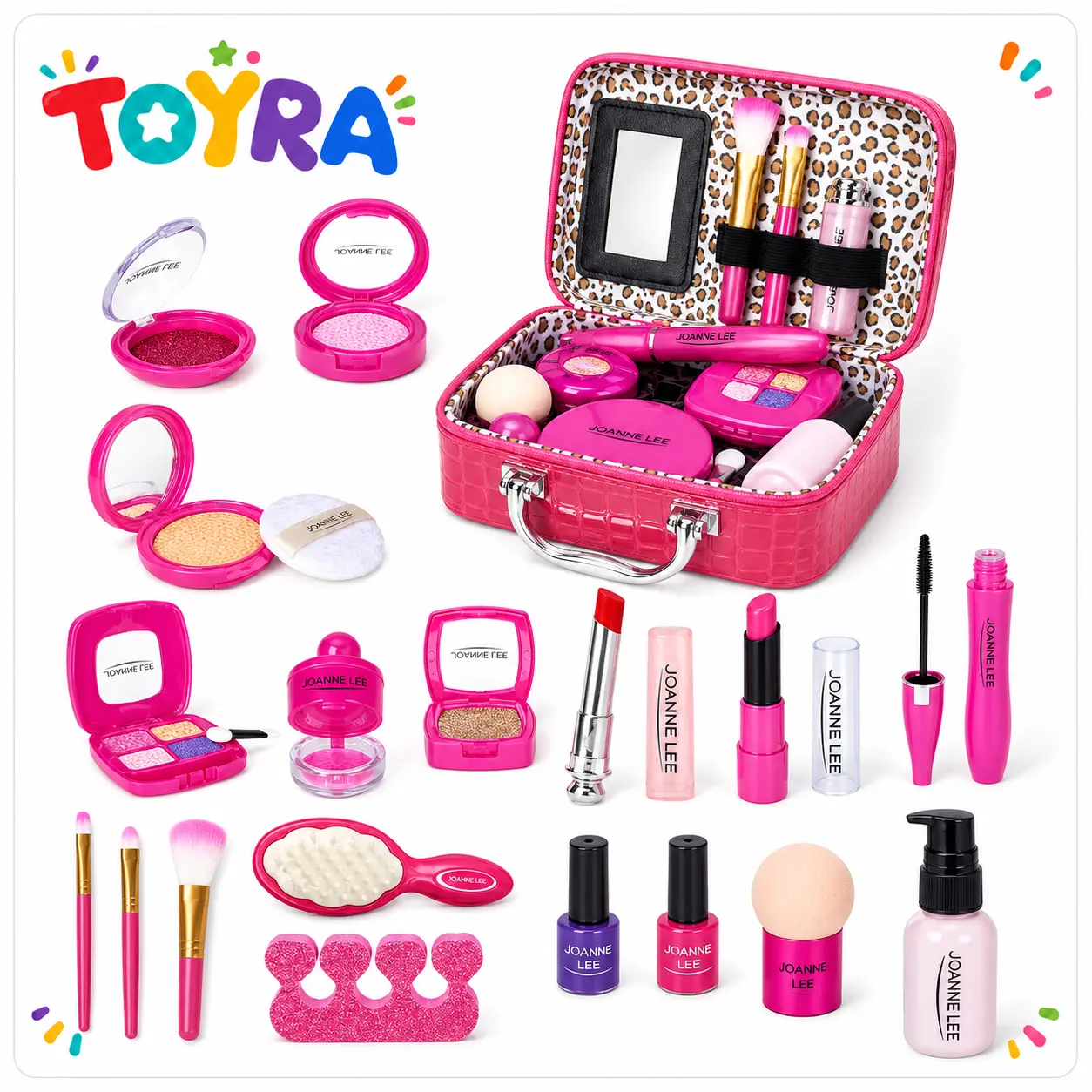 Simulated Makeup Kit for Girls, Play Makeup Set for  - Includes Cosmetic Bag for Birthdays and Christmas, Imaginary Makeup Fun for Toddlers and Little Girls Ages 3+ magic makeup