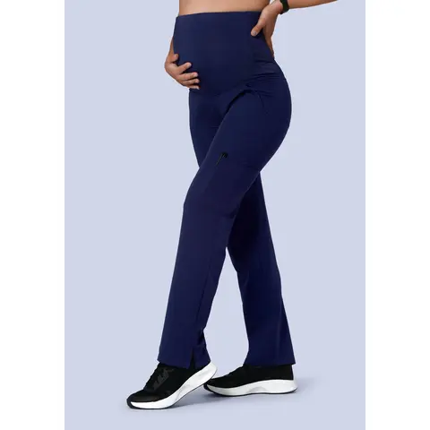 Women's Maternity Workwear Cargos - Navy Mandala Scrubs Uniform, Maternity Clothes, Elastic Waist Pregnancy Bottoms with 10-Pocket Power, 10 Pockets, Full Belly Coverage, Breathable Fabric