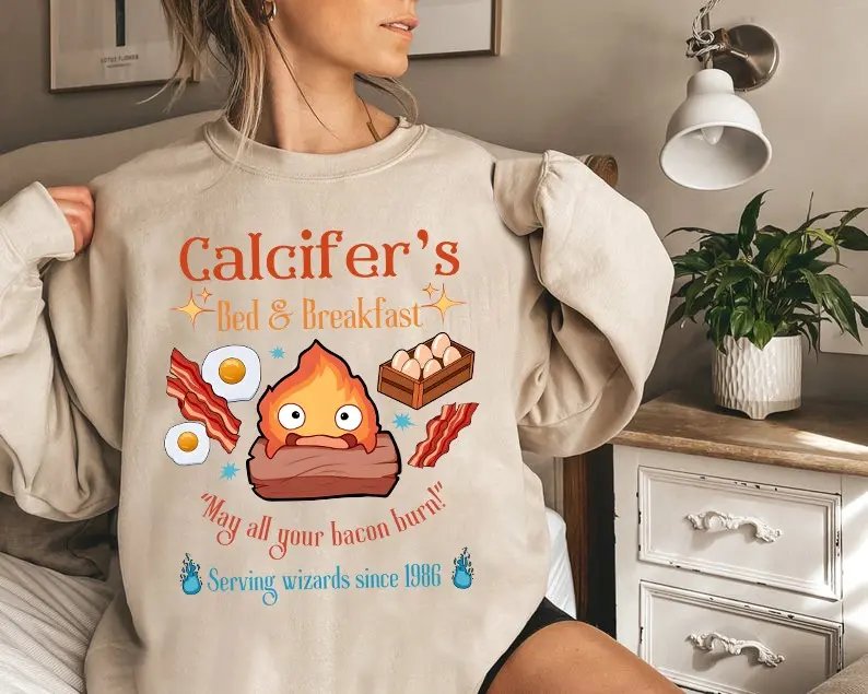 Howl's Moving Castle Sweatshirt T Shirt Hoodie, Howl and Sophie T-Shirt, Studio Ghibli Tees, Anime Lover Gifts, Hayao Miyazaki, Totoro Shirt, Howl Moving Castle, Calcifer, Totoro Hoodie, Ghibli , Spirited Away, Anime Lover Sweater, Trending Ghibli Sweater