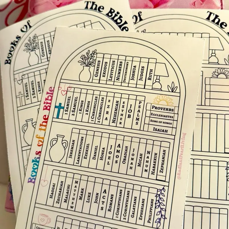 Books Of The Bible Tracker Matte Sticker for Coloring 5x7