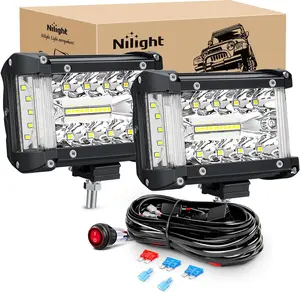 Nilight Side Shooter LED Light Bar 2PCS 4.3 Inch Triple Row Spot Flood Combo Lights Led Work Light with Wiring Harness Kit for Off Road Fog Light Driving Light on Truck SUV ATV UTV dealsforyoudays