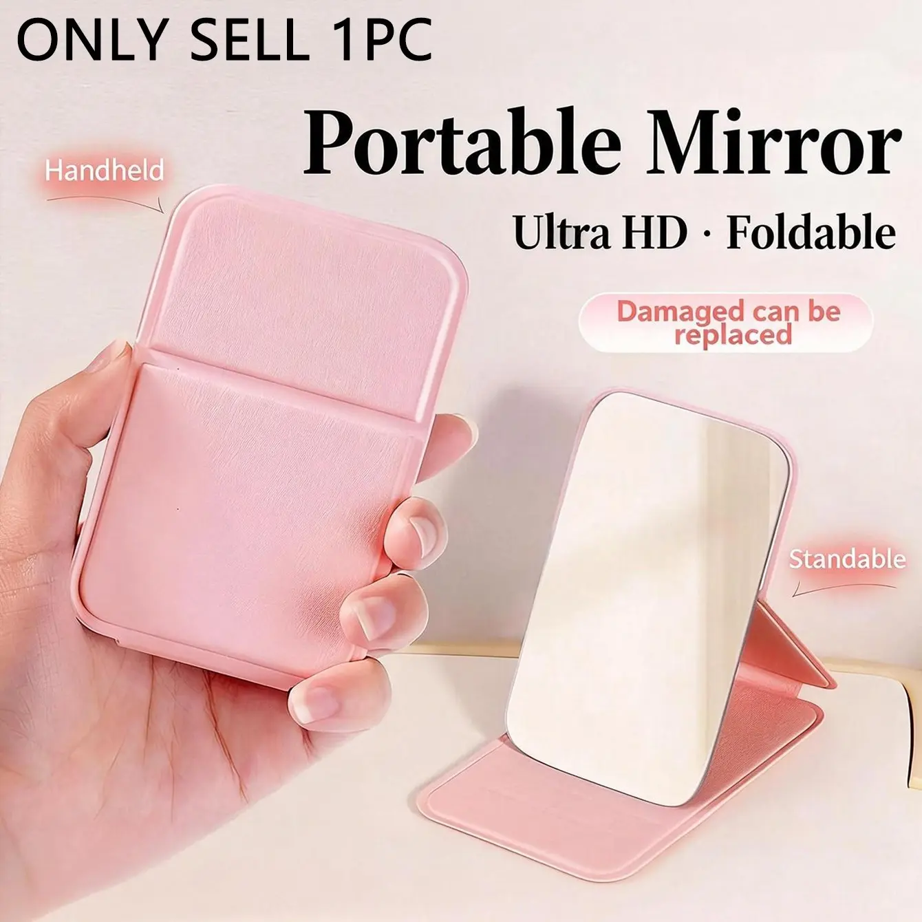 Portable Foldable Makeup Mirror, PU Leather Compact Mirror, Folding Makeup Mirror, Suitable As Gift, Travel Essential, Cosmetic Necessity, Easy To Store, Ideal For Birthday, Graduation, Halloween, Christmas Gifts