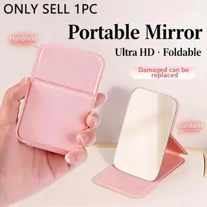 Portable Foldable Makeup Mirror, PU Leather Compact Mirror, Folding Makeup Mirror, Suitable As Gift, Travel Essential, Cosmetic Necessity, Easy To Store, Ideal For Birthday, Graduation, Halloween, Christmas Gifts