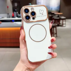 Magnetic Wave Edge iPhone Case Protector, Heart Design, Aesthetic, Shockproof Camera Protection, Fits iPhone 17/16/15/14/13, Fashion Accessory