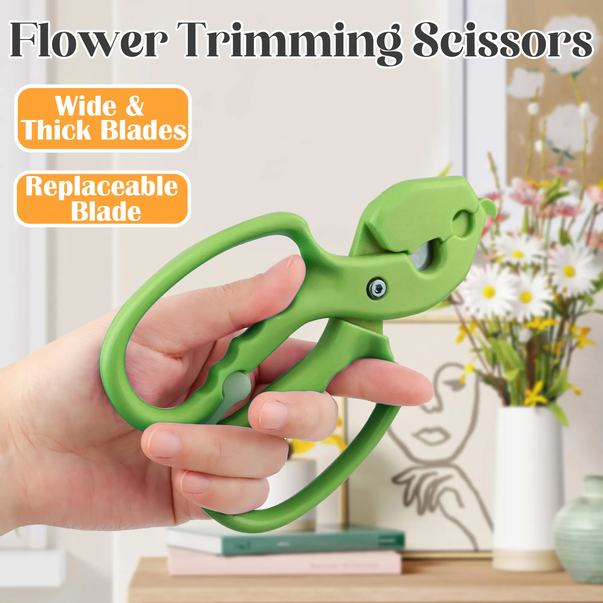 1 Count Stainless Steel Floral Scissors, Durable Stainless Steel and Plastic Garden Clippers