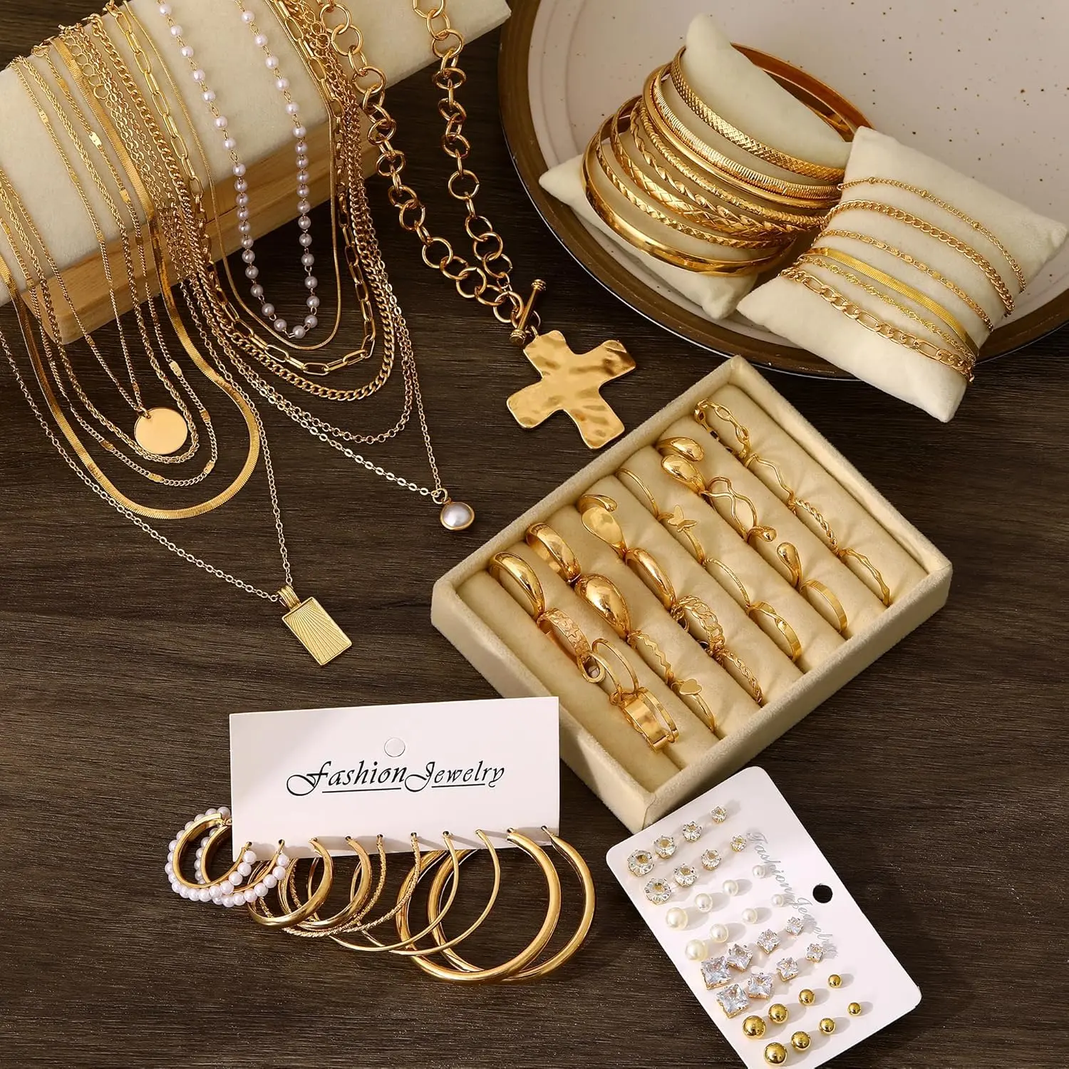 Gold Women\'s Accessory Set XP Lucky Clover Jewelry Set Stainless Steel Dainty Necklace  main image 4