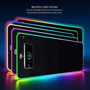 RGB Gaming Mouse Pad with Wireless Charging, Large LED Desk Mat with Multiple Light Modes, Non-Slip Base, Fast Charging Mousepad for iPhone/Android, Perfect for PC Gamers & Office Use
