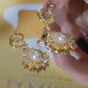 LisiZen Water Drop Tassel Pearl Earrings Fashionable Elegant Statement Earrings with Unique Design DZEH5175