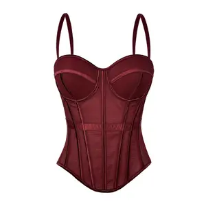 Sexy Slimming Corset Top with Built-in Chest Pads, Spaghetti Strap Boned Cami for Everyday Styling