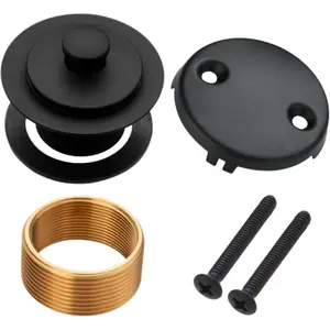 Matte Black Bathtub Drain, Lift and Turn Twist Tub Drain Trim Kit with Two-Hole Overflow Faceplate, Tub Drain Stopper, Lift and Turn Bathtub Drain Replacement